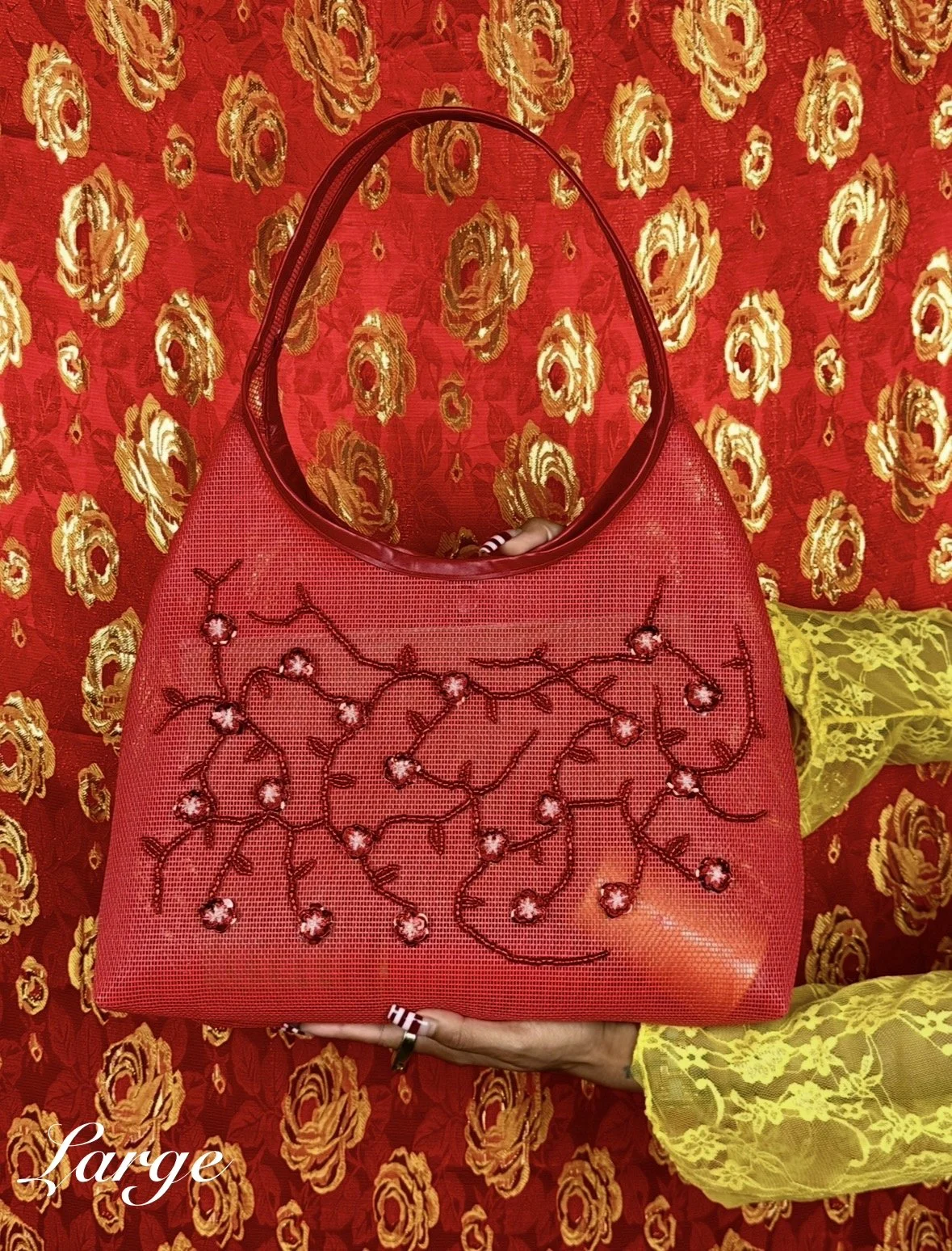 RED MESH PURSE