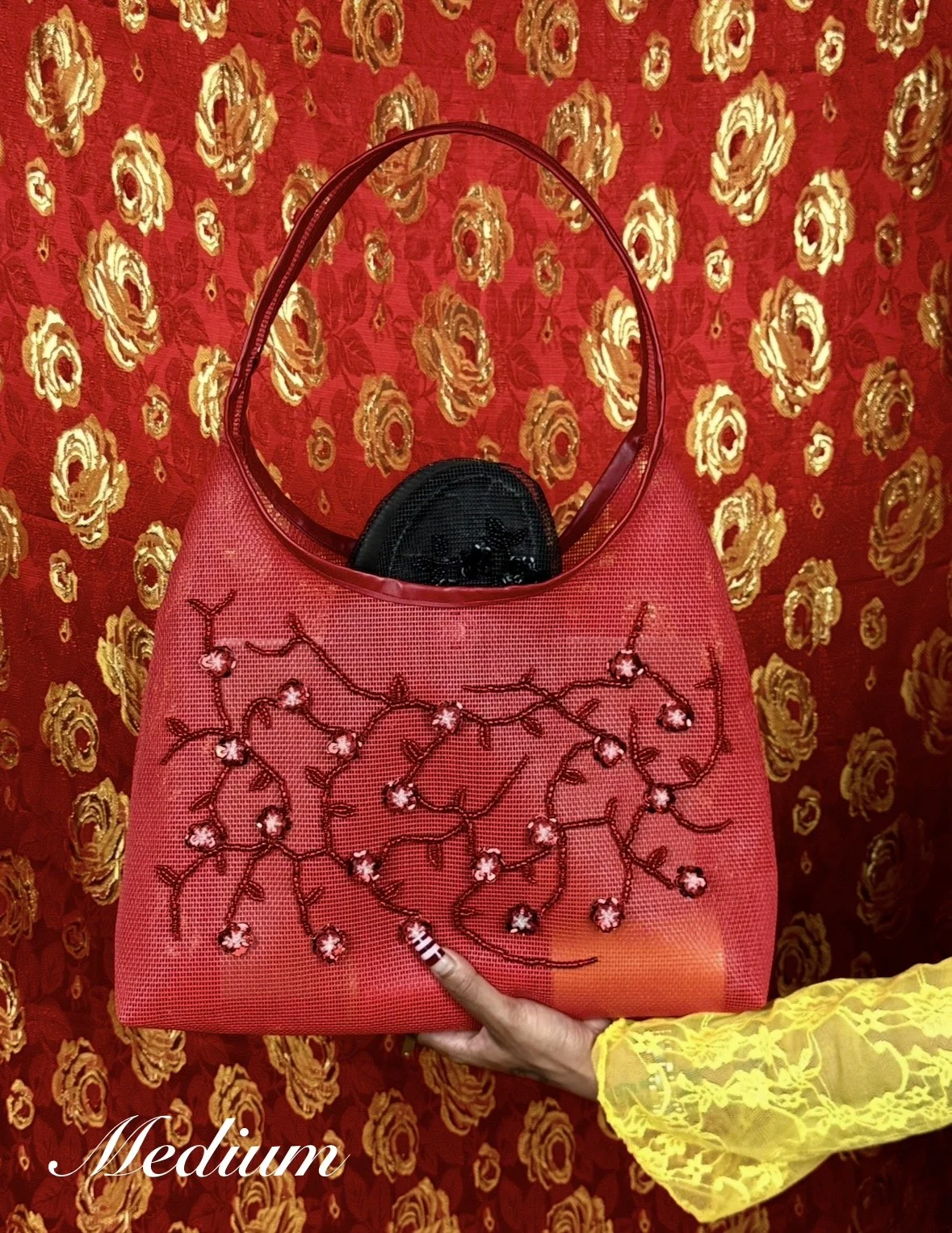 RED MESH PURSE