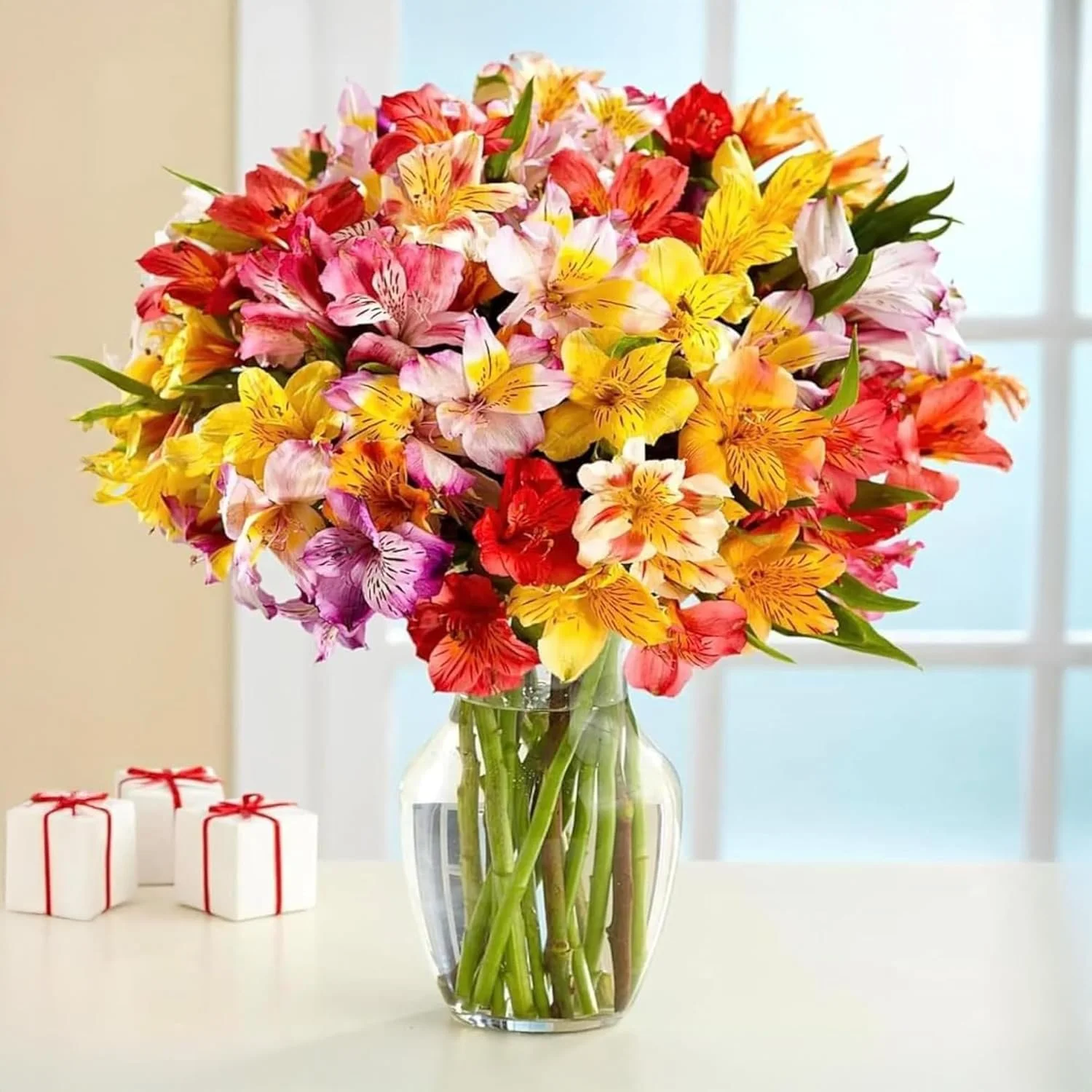 24 Multicolored Alstroemeria Bouquet Flowers