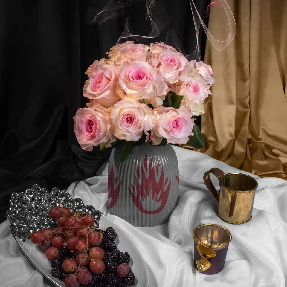 White and pink roses