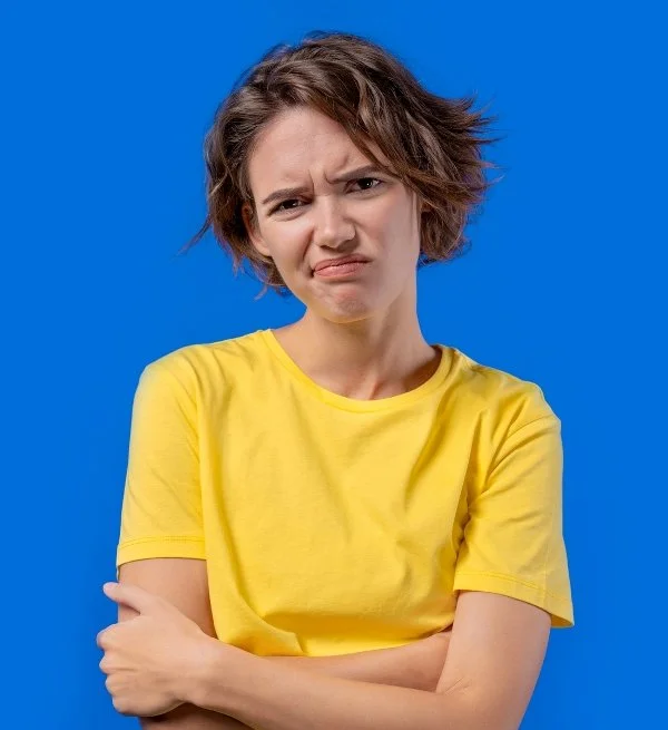 angry woman frowns