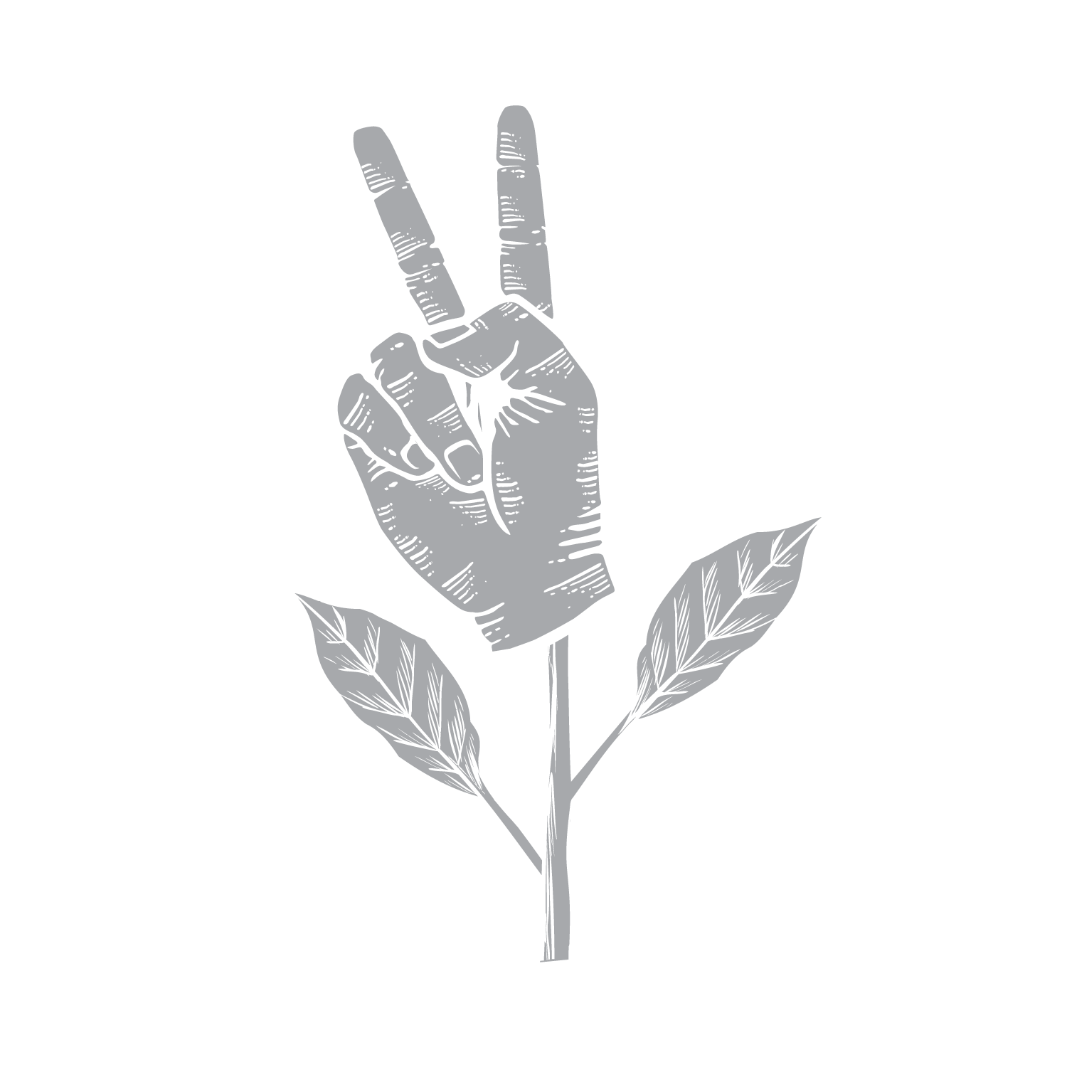 Apology Flowers LOGO - hand showing peace symbol growing on a plant's stem