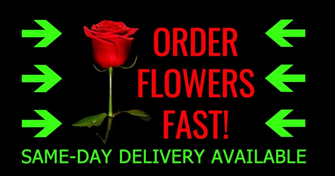 Order Flowers Fast - Rose with arrows pointing to it