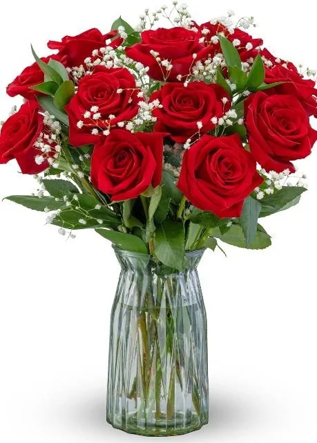 red roses in vase