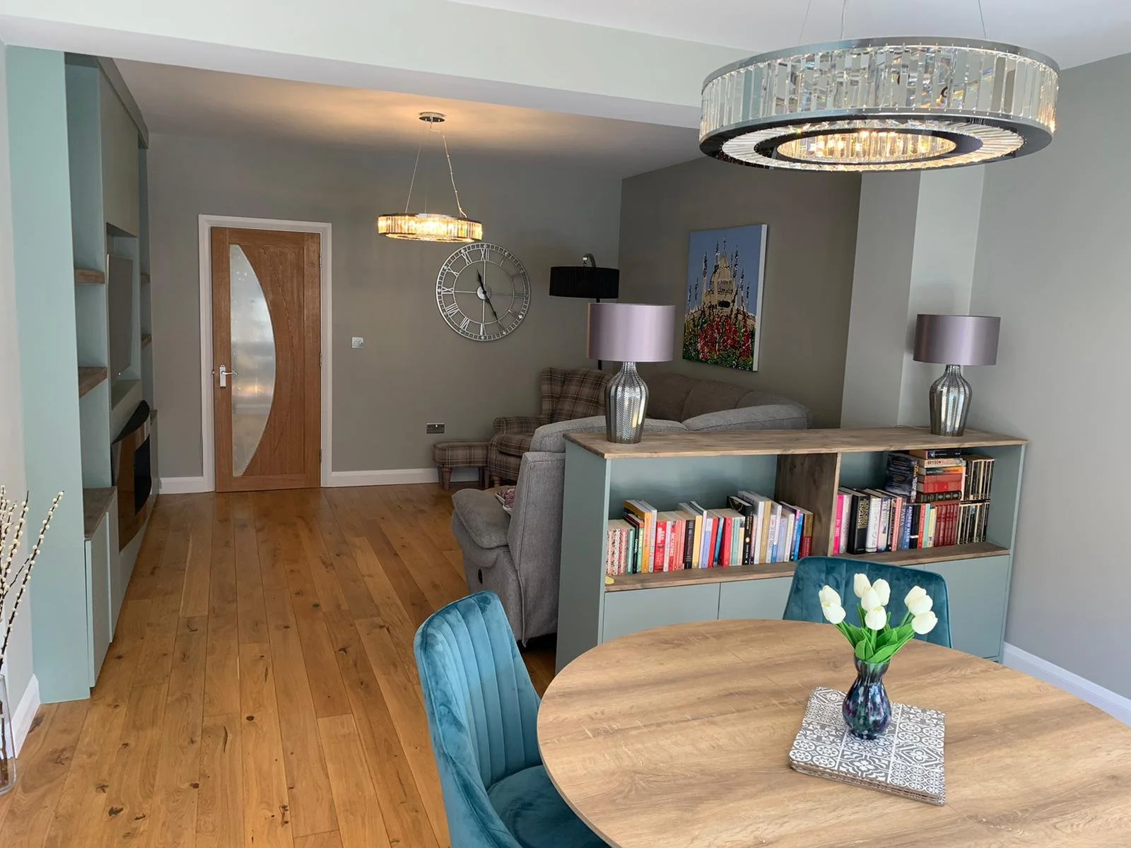 Lounge diner full redecoratin with modern grey walls in Maldon