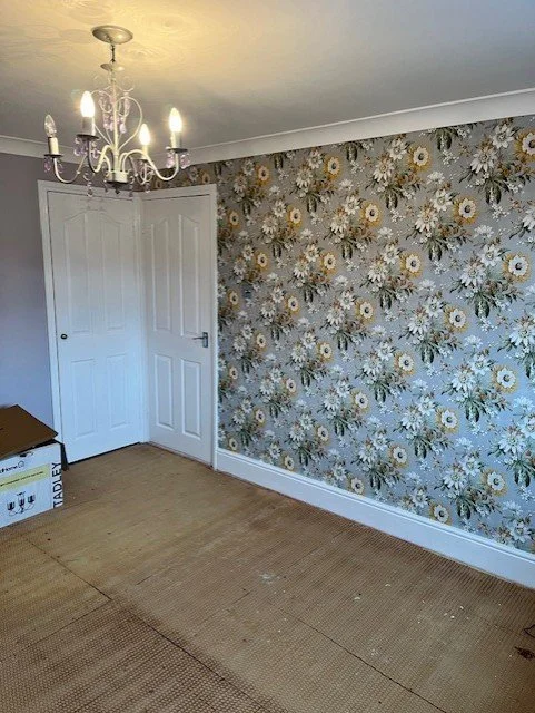 Bedroom full redecoration including wallpaper installation in Galleywood, Essex by Bergman Decorations