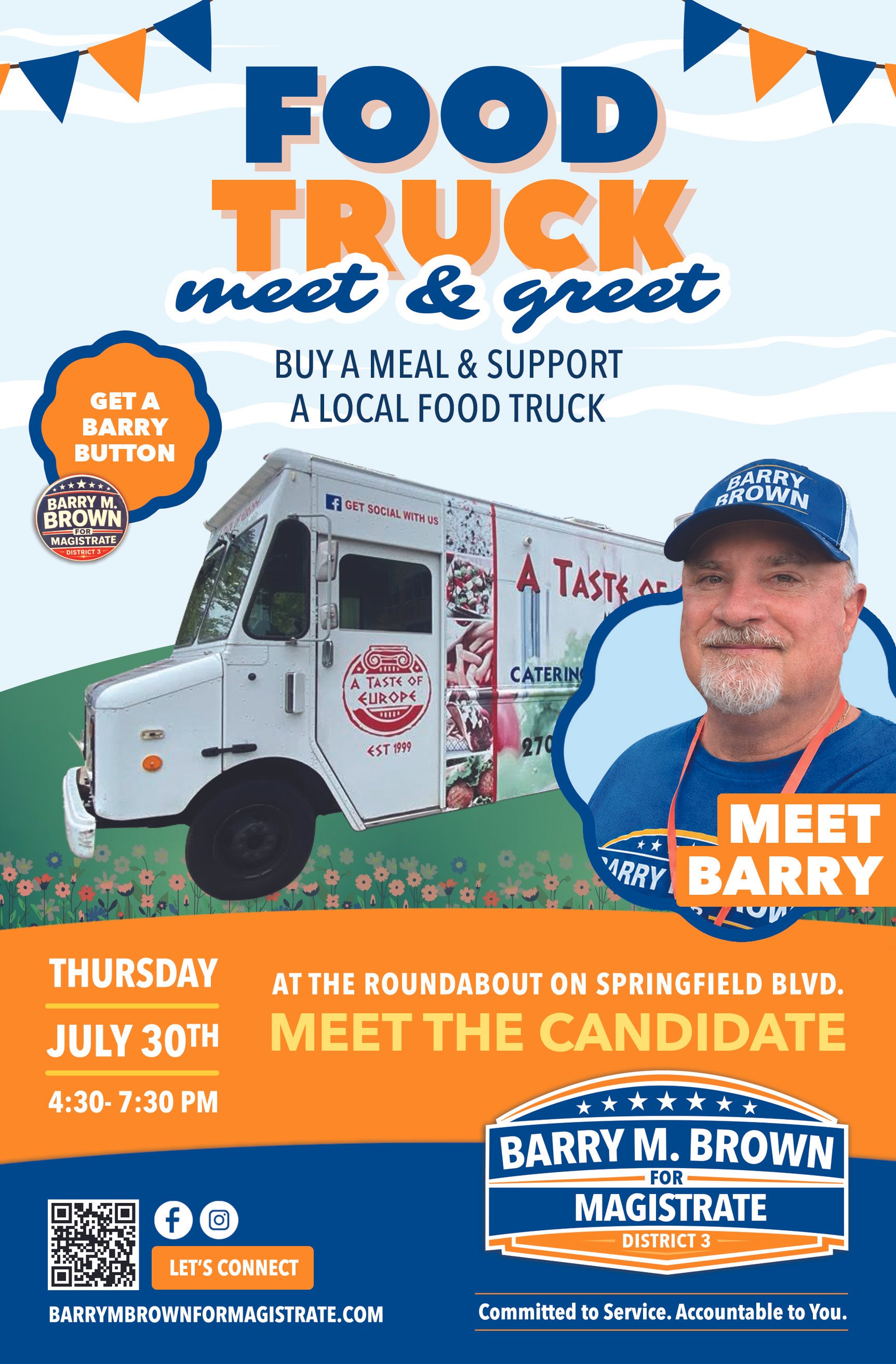 Meet and Greet For Barry M Brown with Taste of Europe Foodtruck