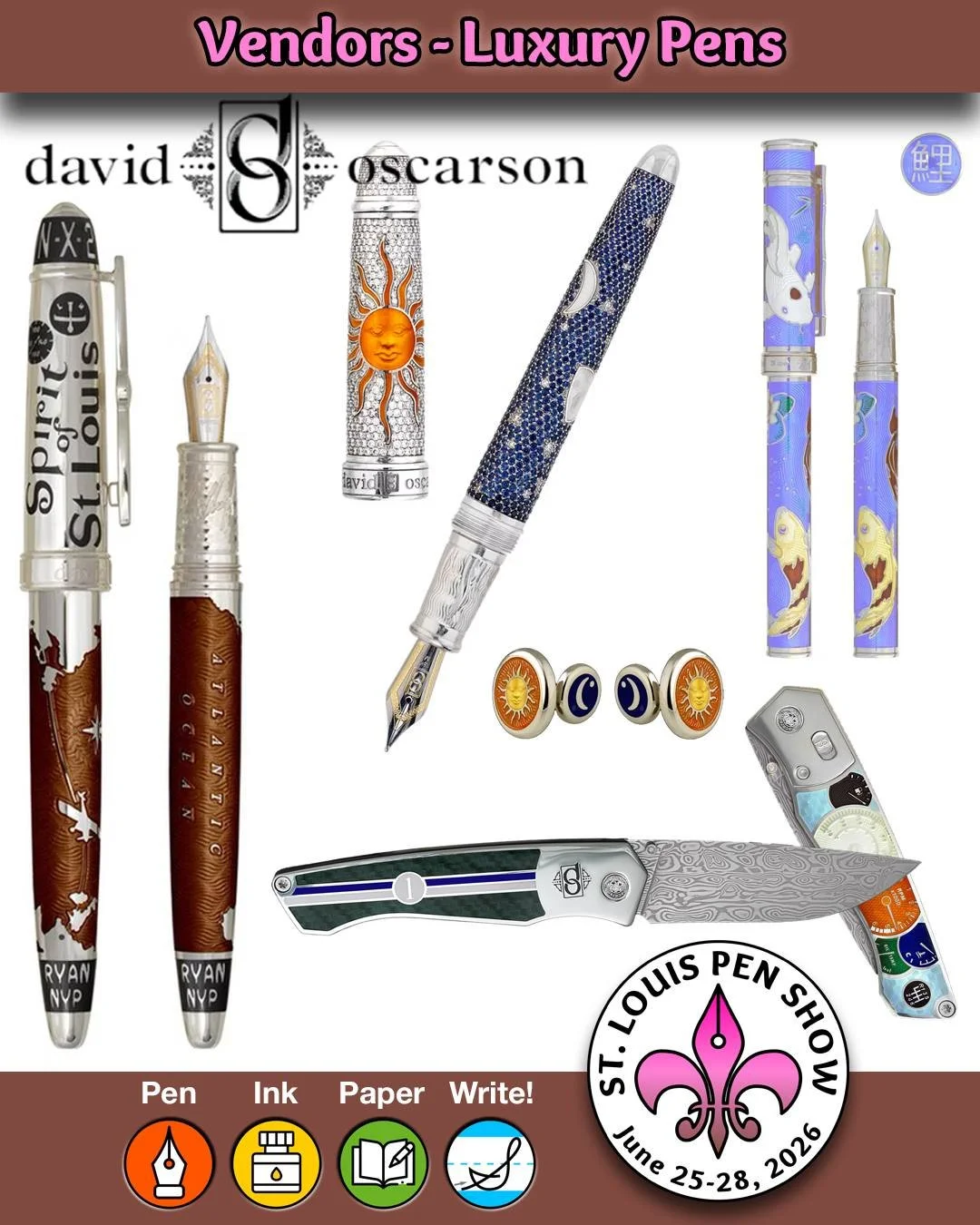 @david_oscarson makes exquisitely crafted luxury goods. From his website: "Since 2000, we have been creating Limited Edition Writing Instruments, corresponding Cuff Links and now Folding Knives in Sterling Silver, Guilloche (Diamond-cut Engravin