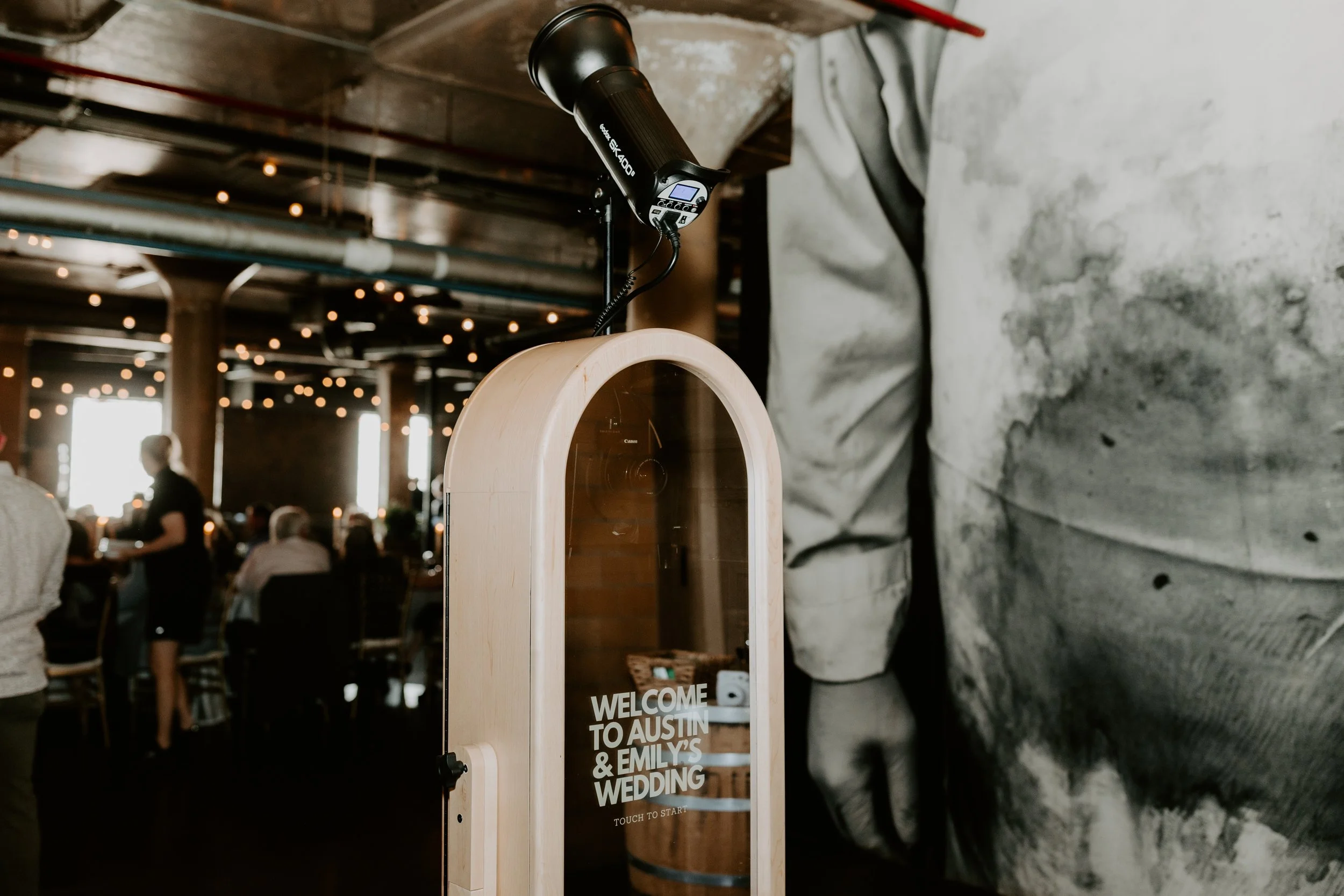 Custom wedding photo booth template with names and date