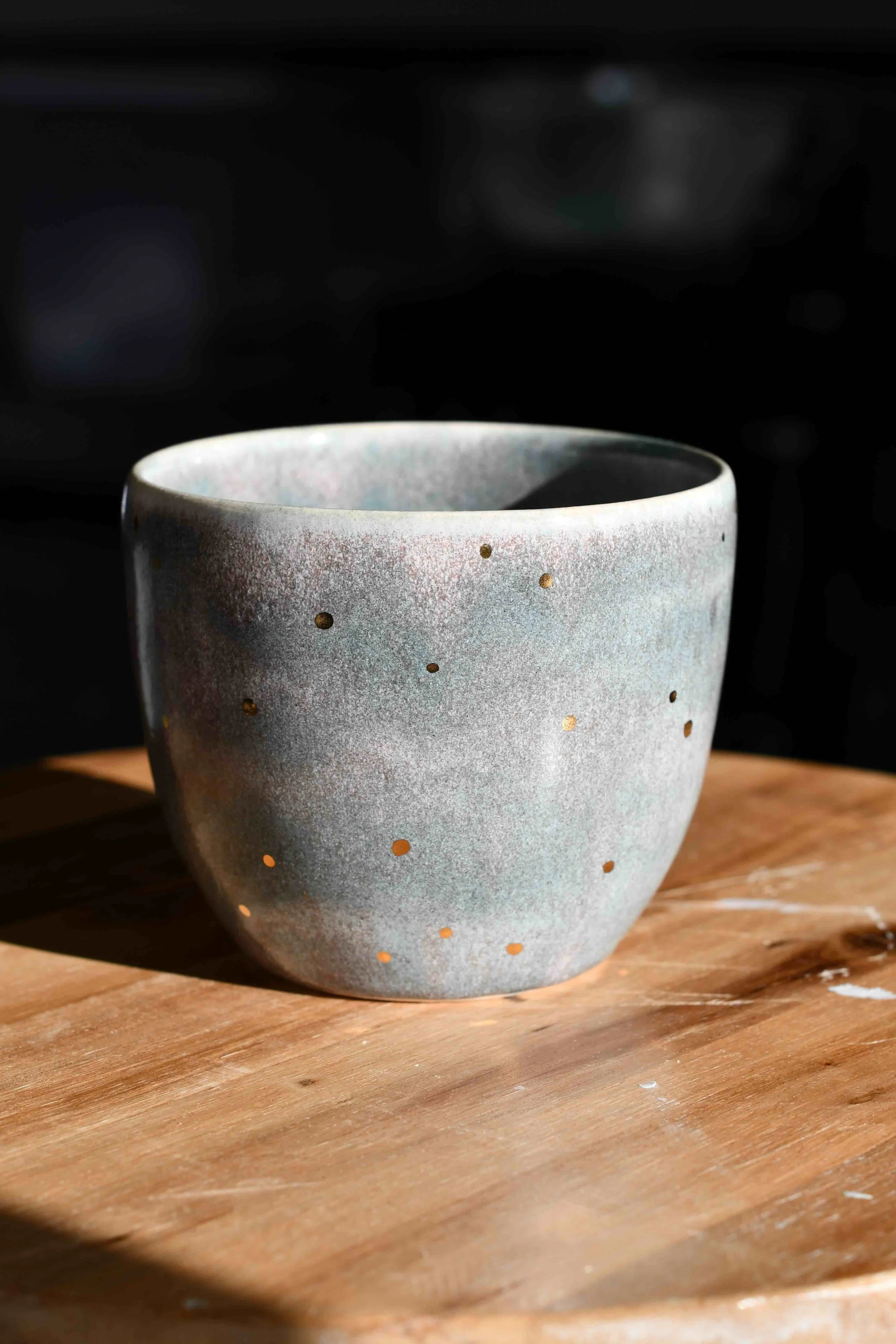 Gold Dots Blue Planter
