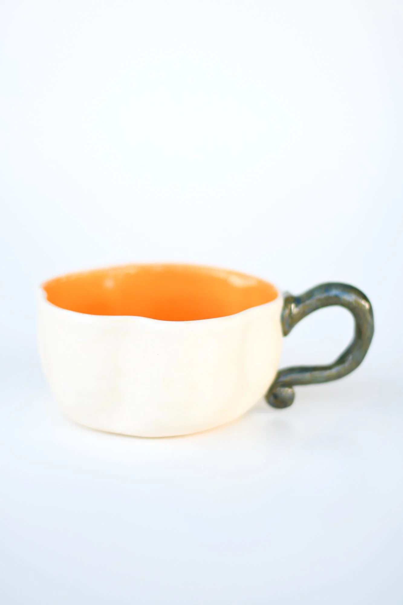 White Pumpkin Soup Bowl with Handle