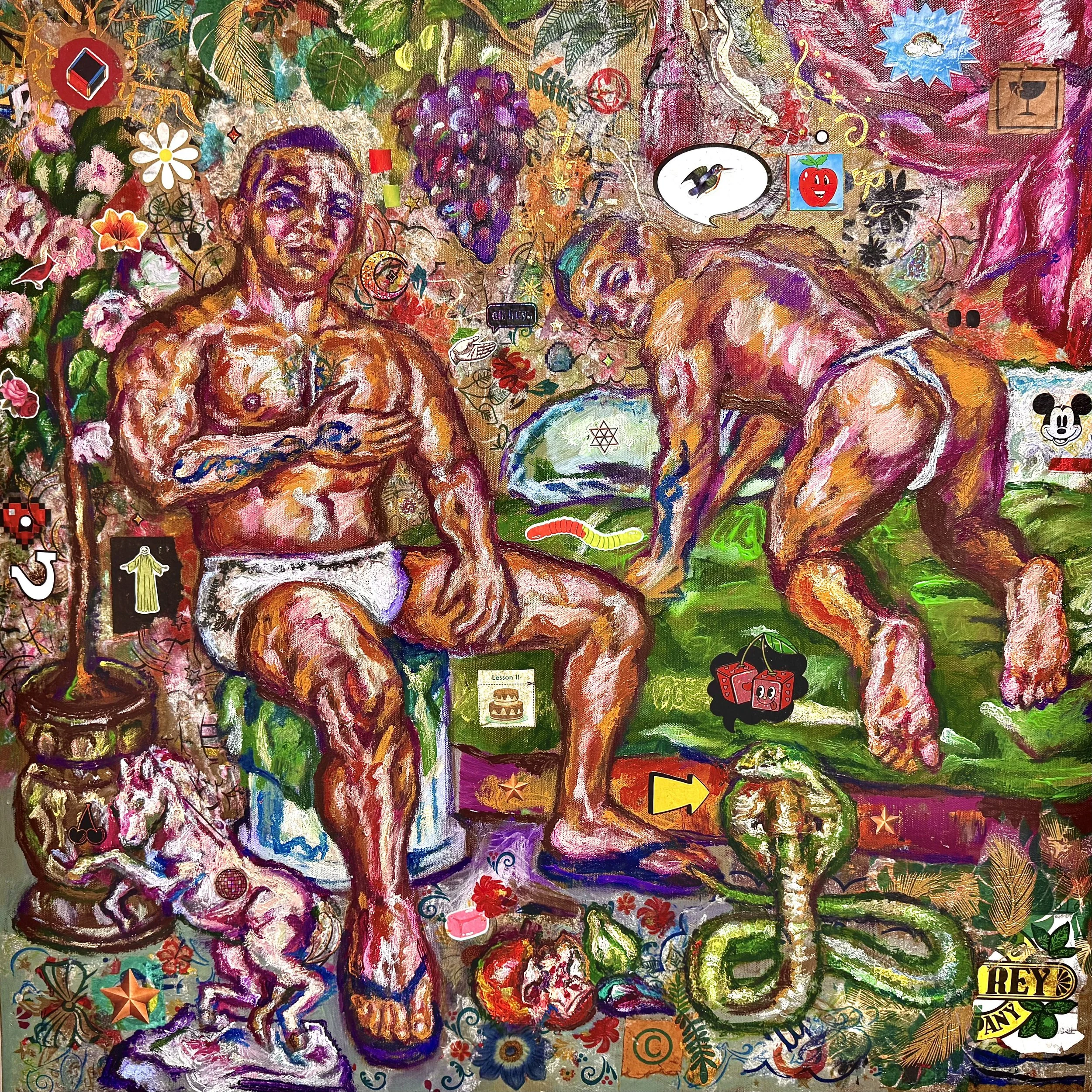 “El Pony Rosa y La Cobra / La Cama Verde / (Double Portrait of Renato)”