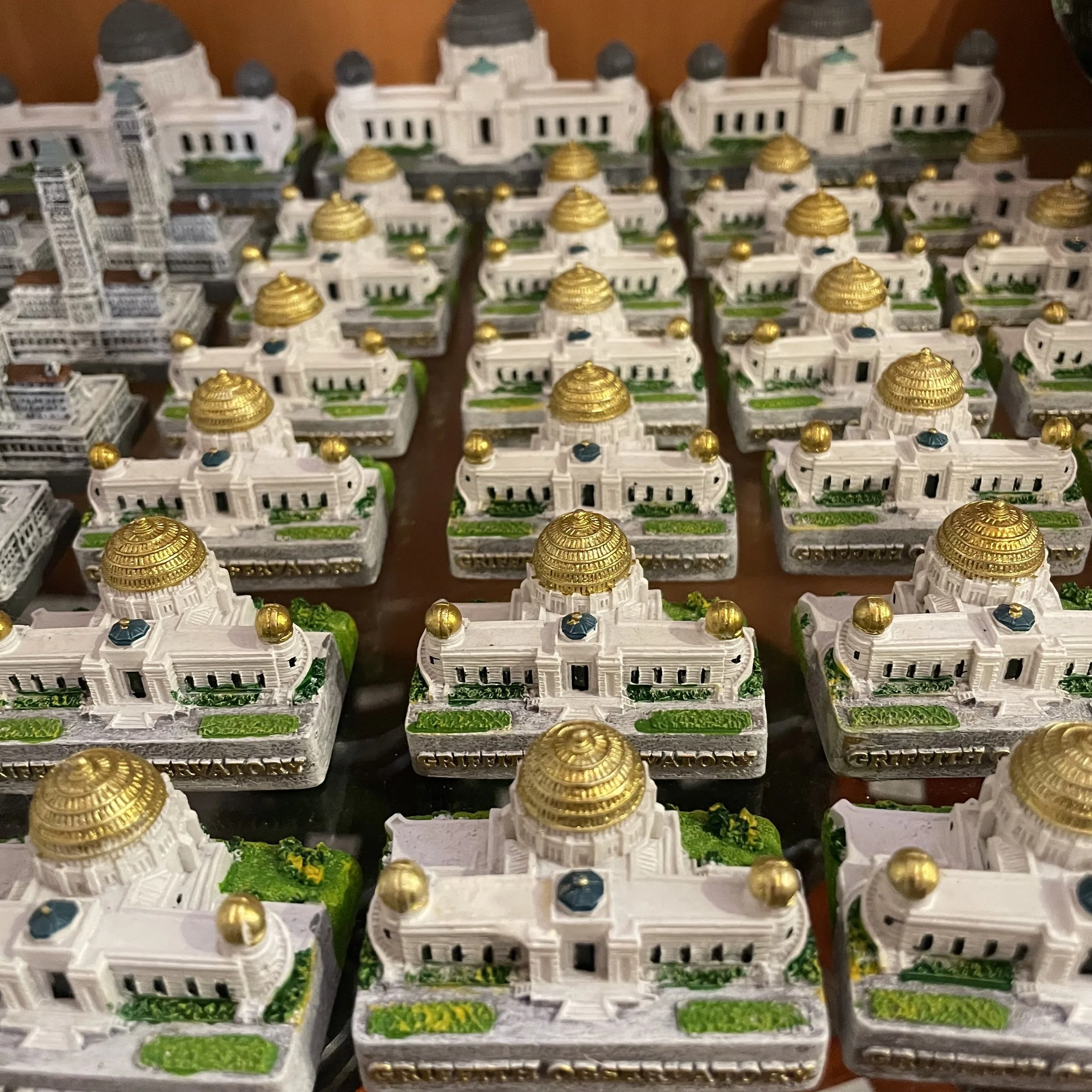 Miniature Griffith Observatory souvenir figurine representing an iconic Los Angeles attraction available at a 4th floor store inside The Westin Bonaventure Hotel in Los Angeles