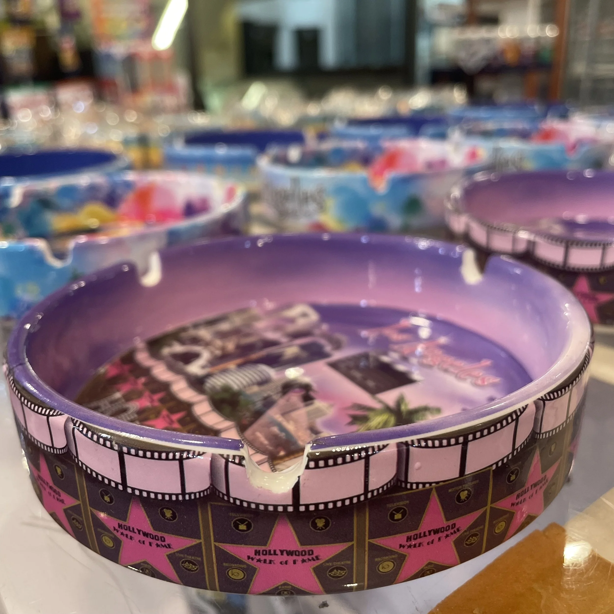 Souvenir ashtrays with Hollywood design available on the 4th floor of The Westin Bonaventure Hotel