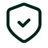 Ein Sicherheitslogo mit einem Schutzschild und einem Häkchen in der Mitte.