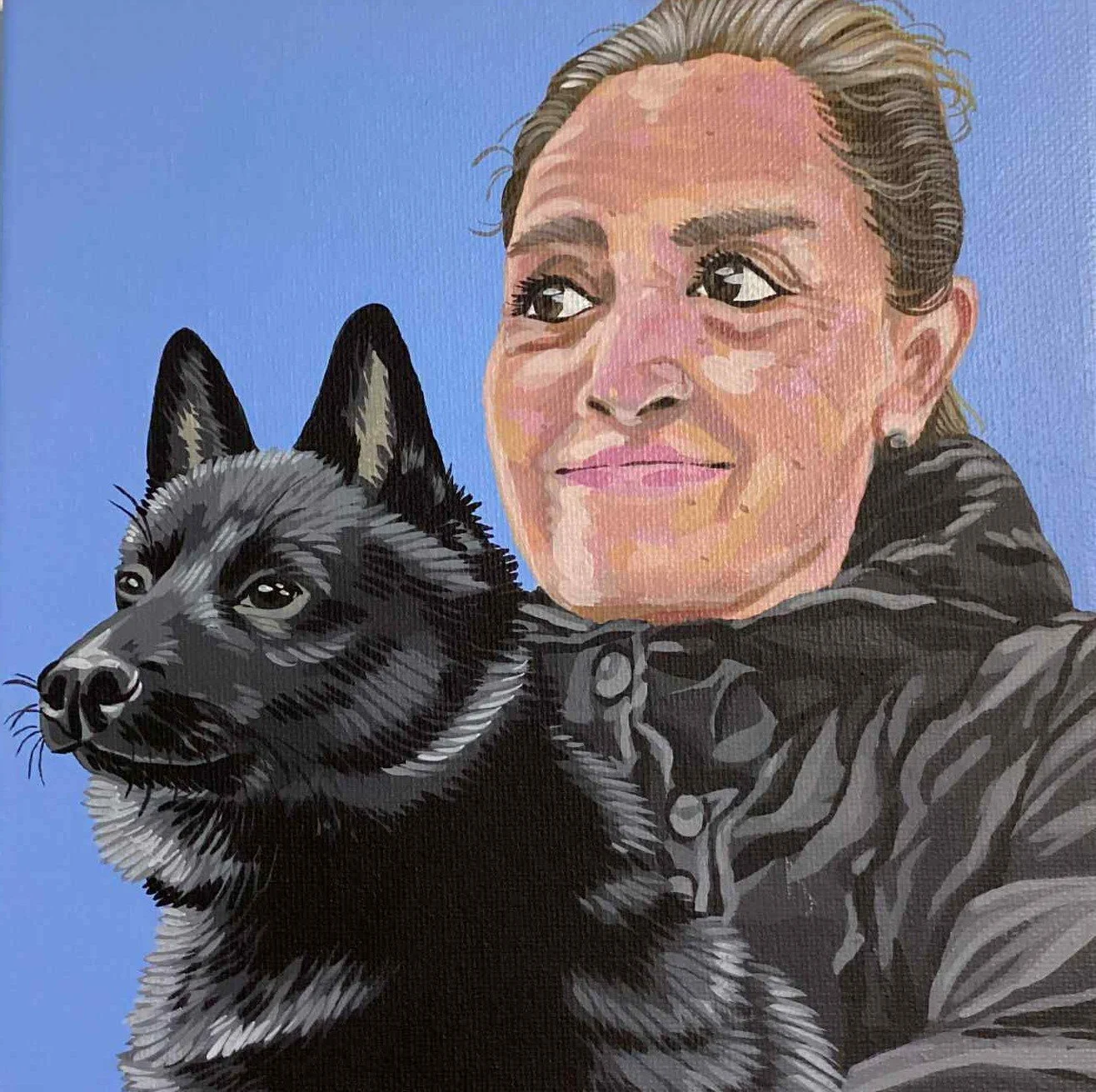 DOMINIQUE & VIVALDI
peinture acrylique sur toile grand carré