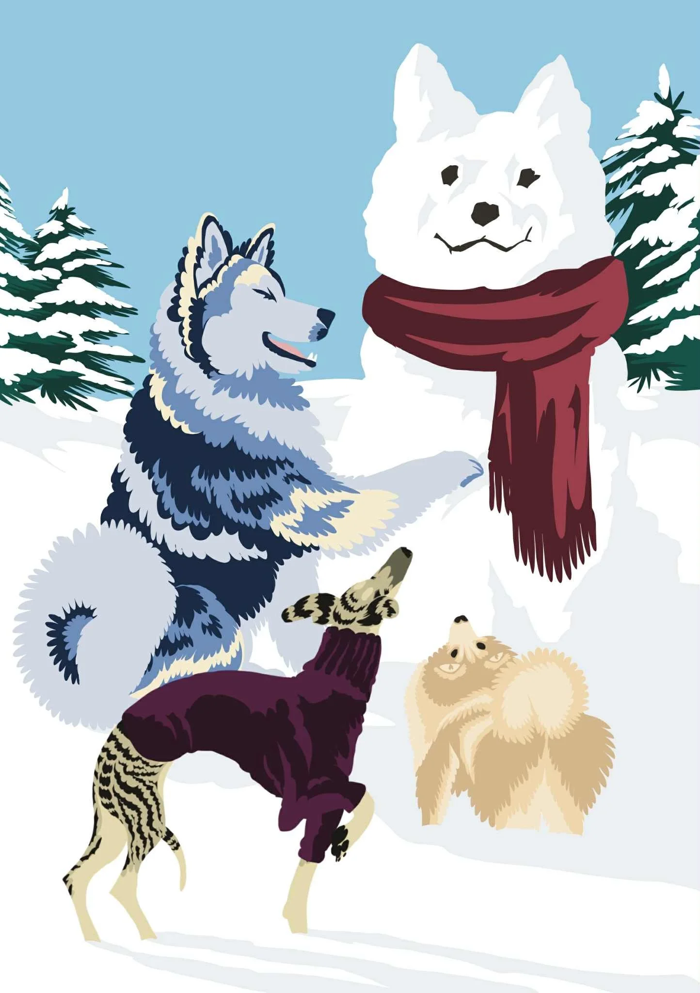 PRINT A5 "Samoyède de neige"