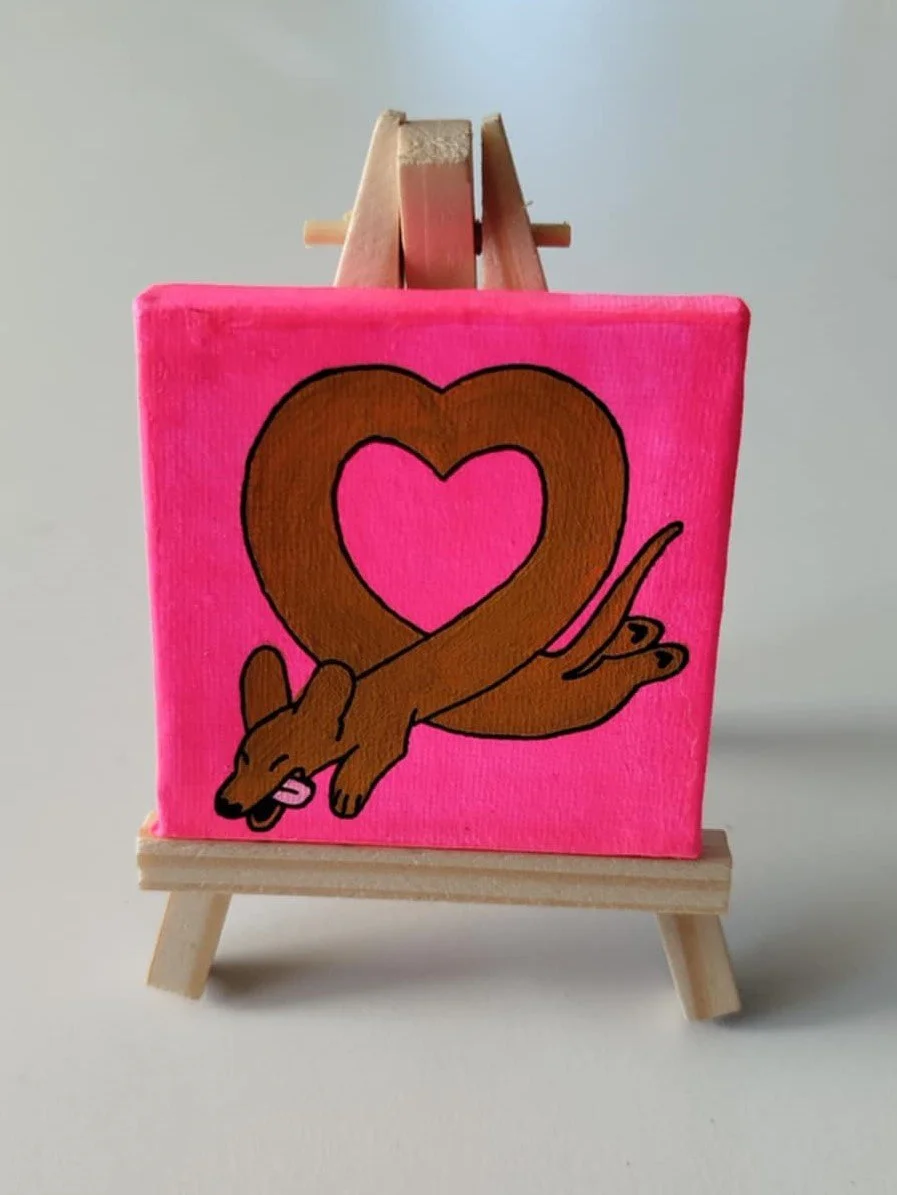 MINI TOILE "Teckel love" roux