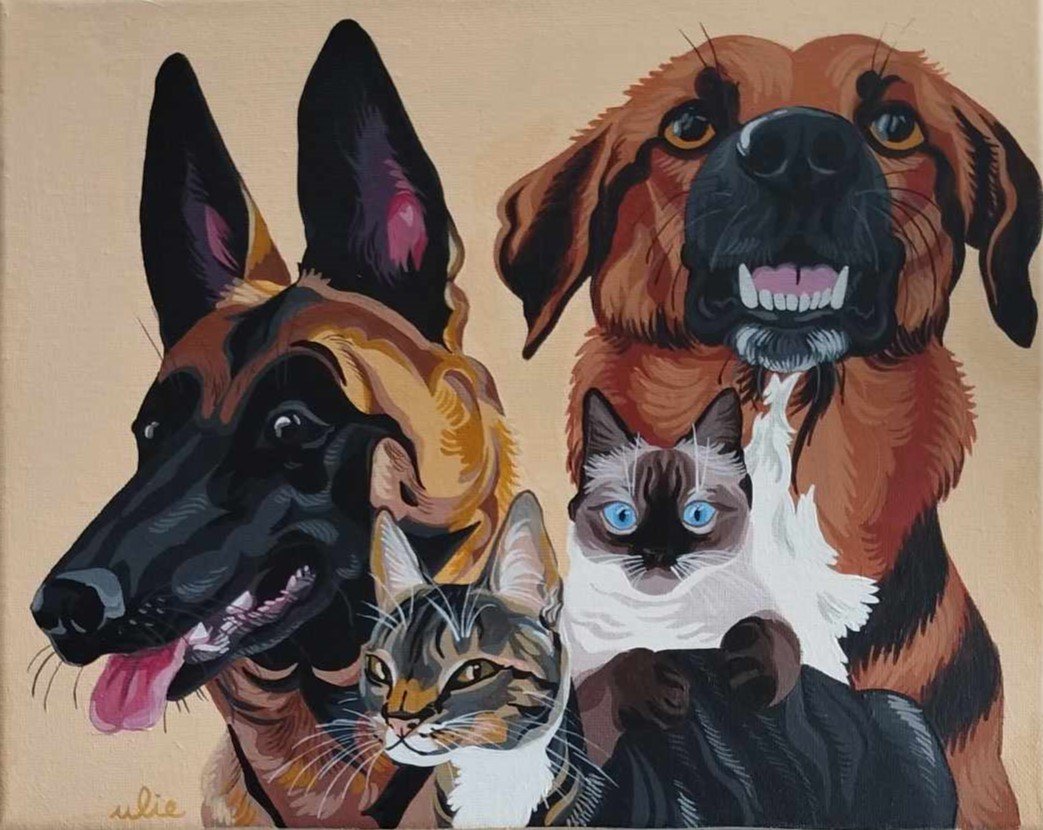 UB, STELLA, CARO & KENA
peinture acrylique sur toile rectangle