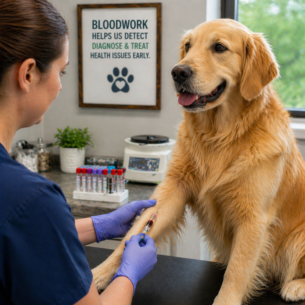 dog having blood tested