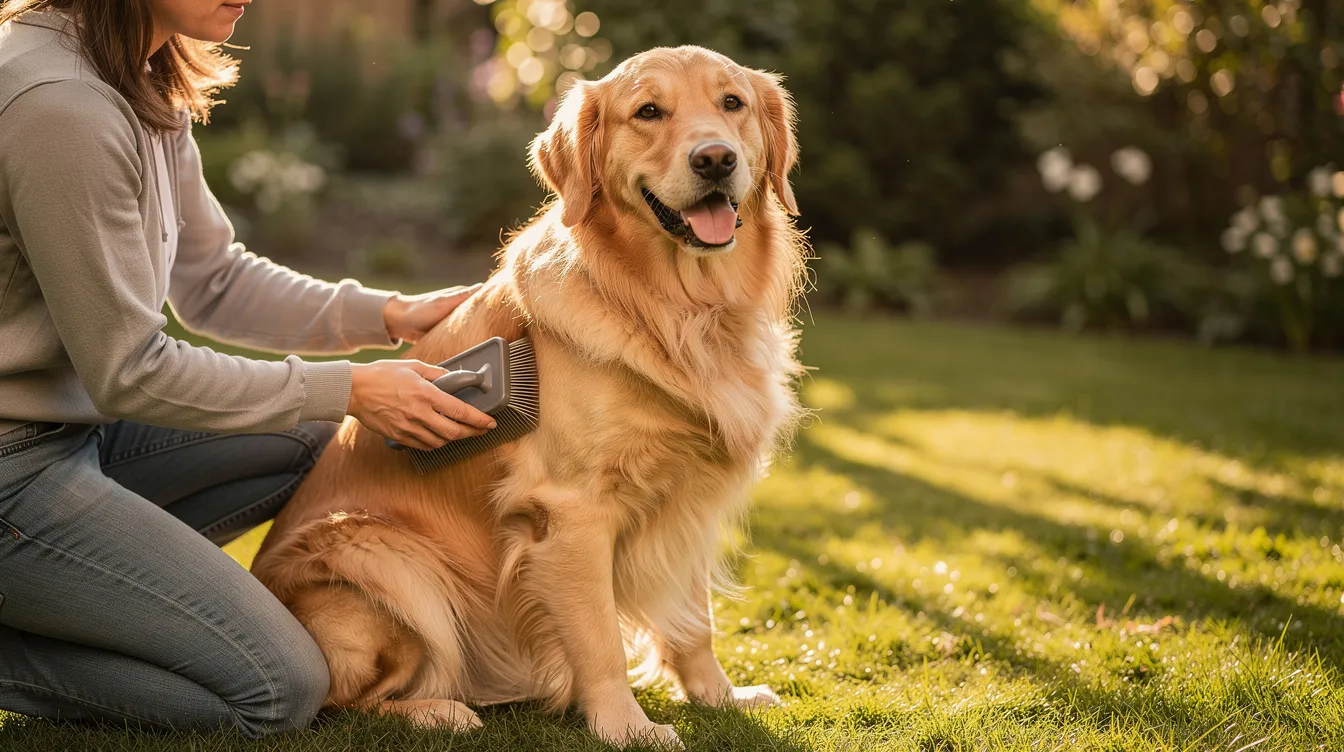 owner brushing itchy dogs coat in bushnell fl