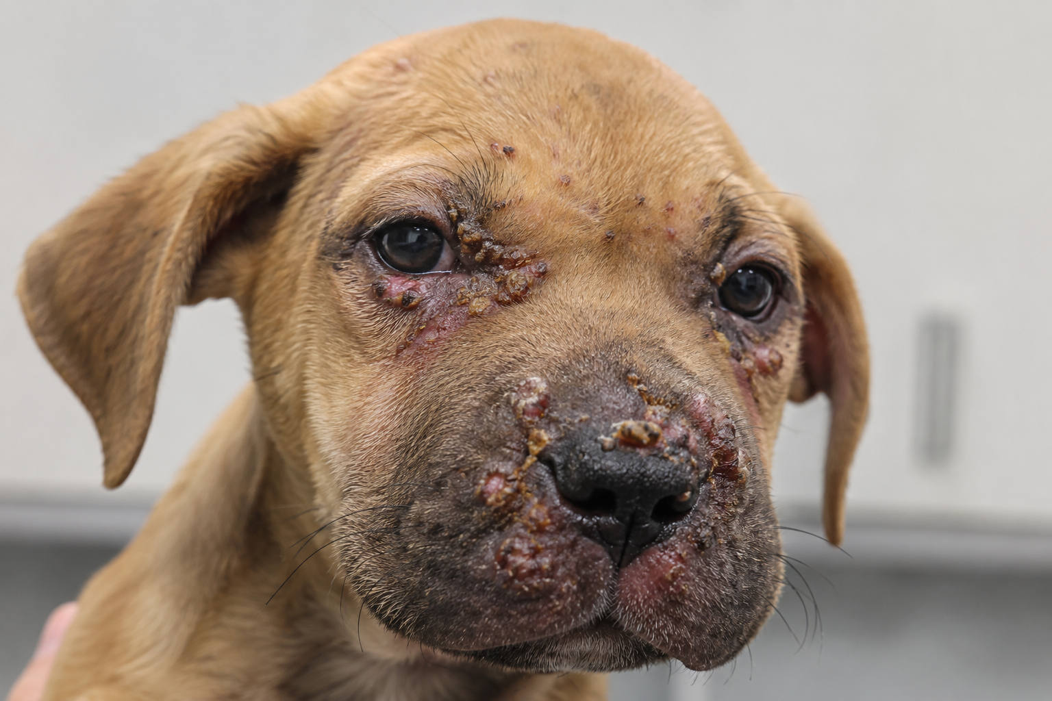 puppy with severe face crusting puppy strangles dr hart