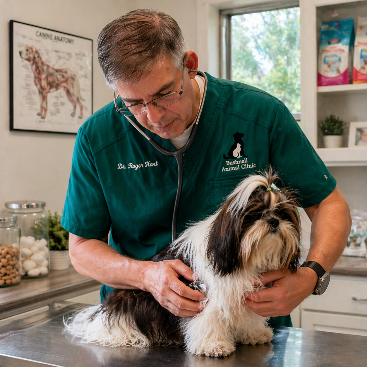 dr hart examining dog weight loss