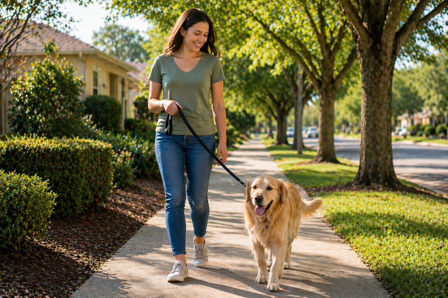 healthy pet with happy owner