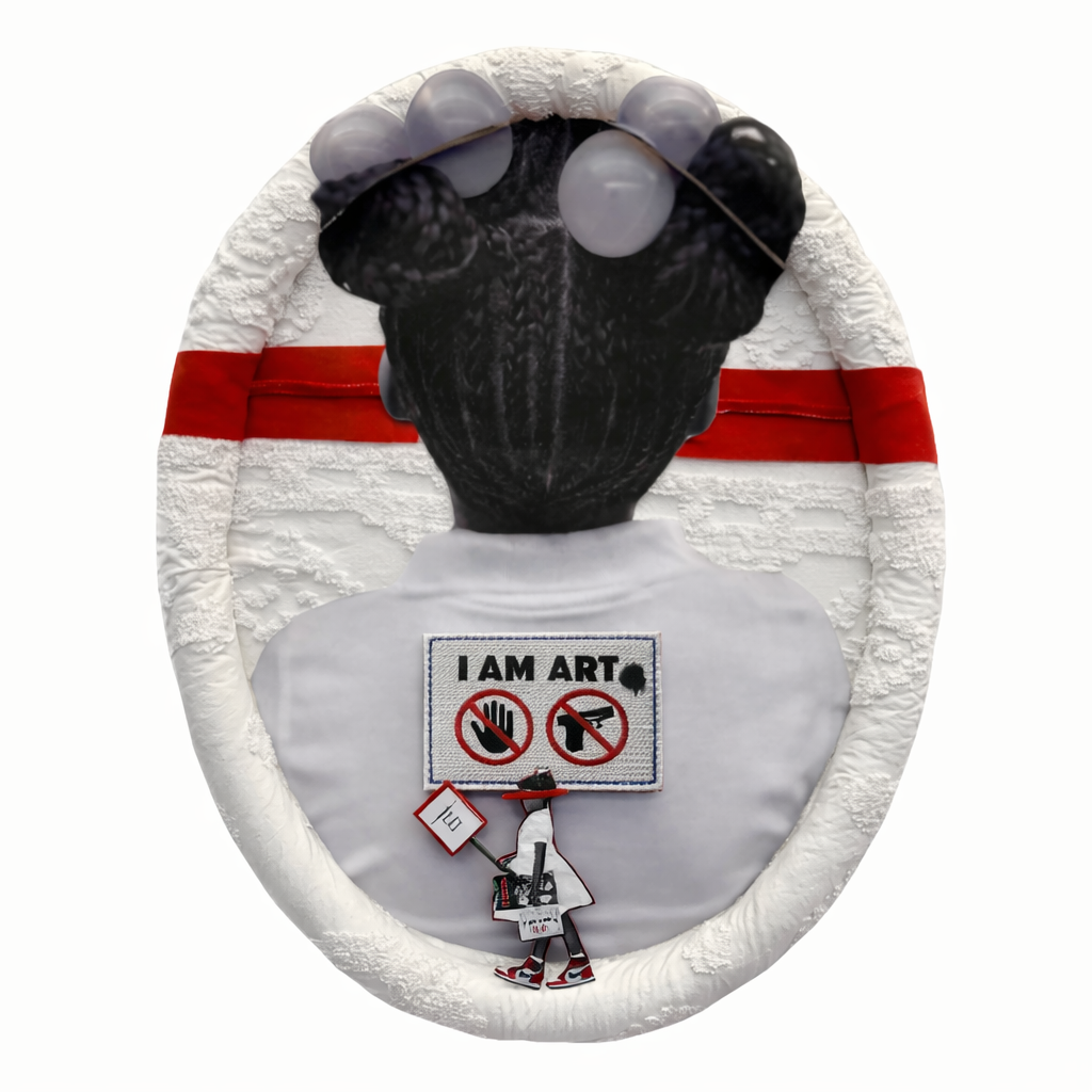 Blu Murphy
Behind Her Back I
Mixed media, quilted fabric, photography, felt, paper
24 x 32"
2026