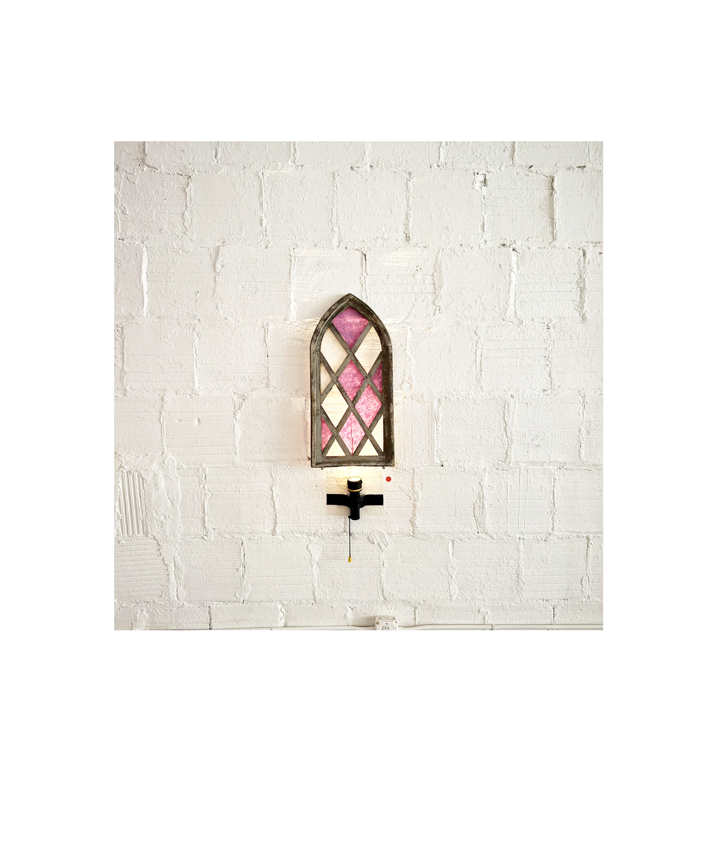 when i look out a window, i think of you (ii)
Paper, PVA, found wooden frame, flashlight
14.5 x 31 x1.5 in
2025