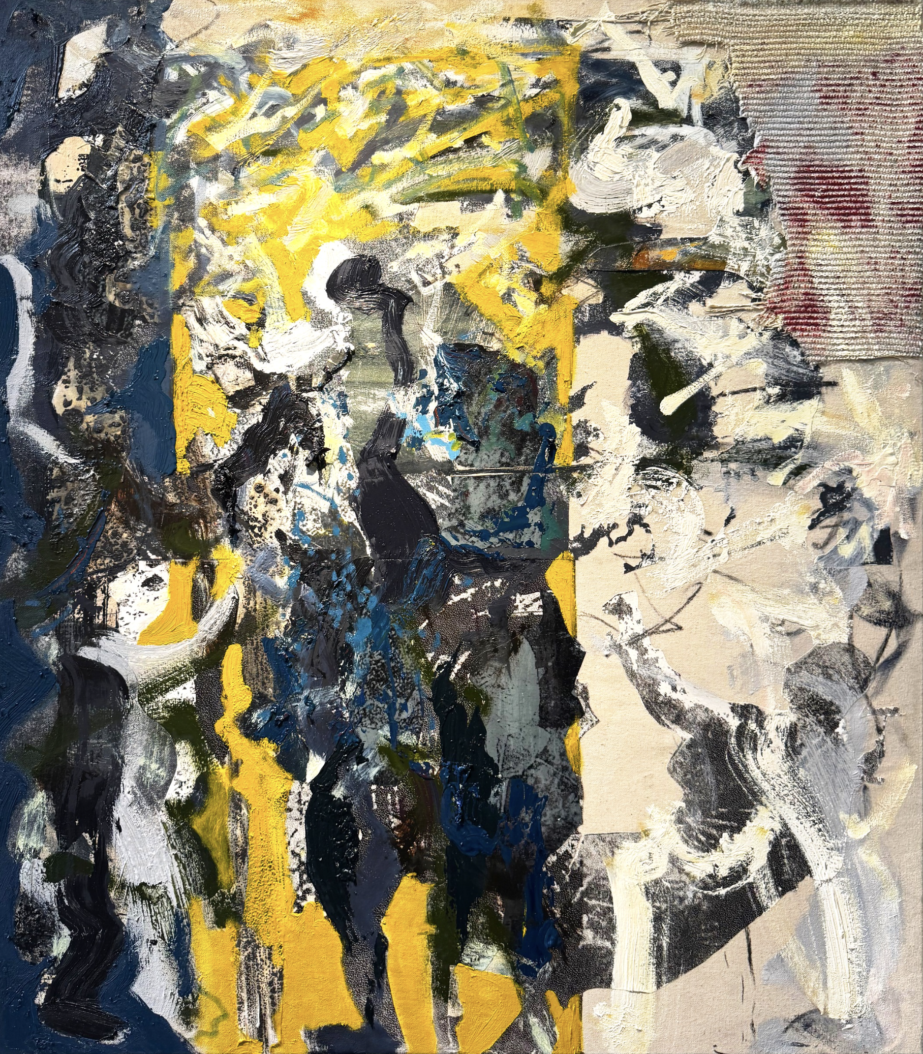 Fatherhood:
Oil and mixed media on canvas 
42.5 x 37"
2025