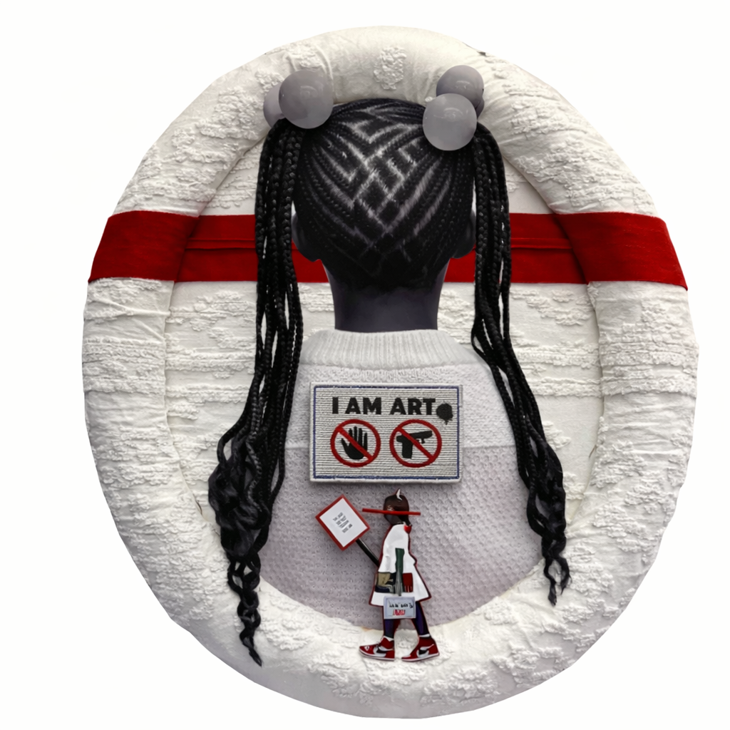 Blu Murphy
Behind Her Bank II
Mixed media, quilted fabric, photography, felt, paper
30 x 26"
2026