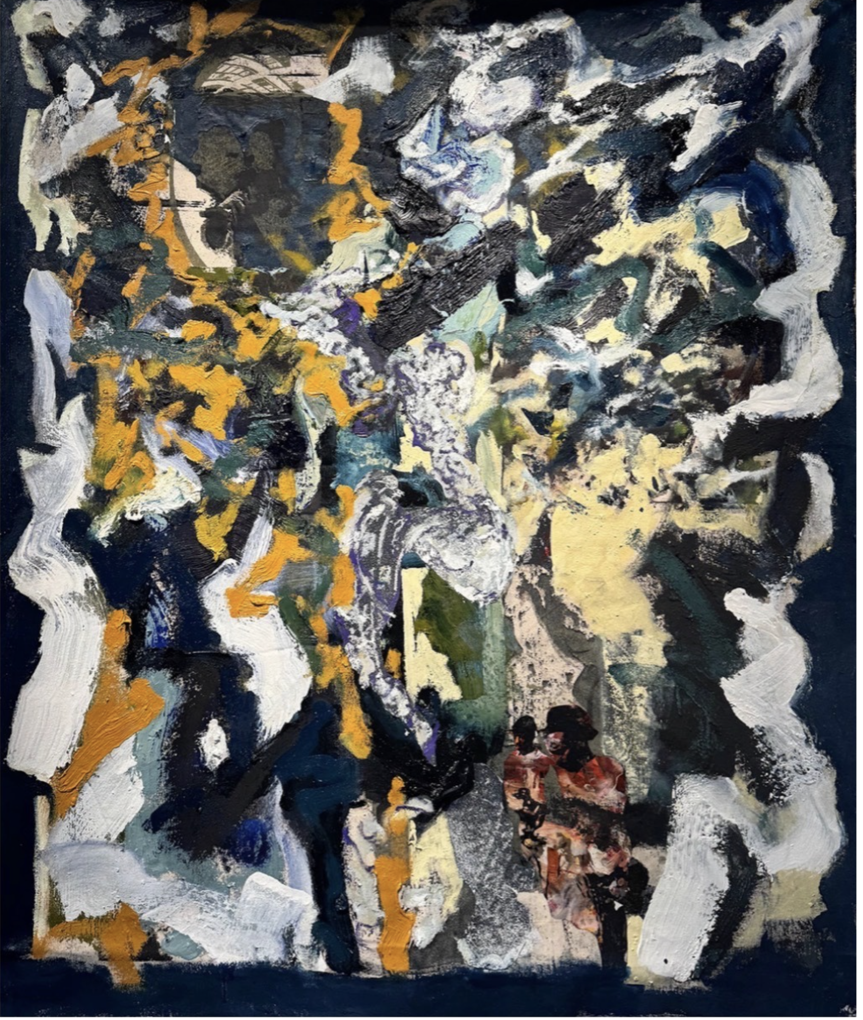 Umbilical Cord:
Oil, lock ash, and mixed media on canvas
45 x 37.5"
2024