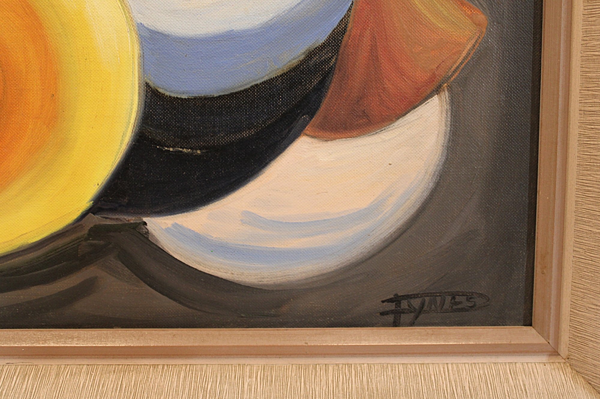 5785-Original Cubist Oil Painting Signed Pyne.JPG