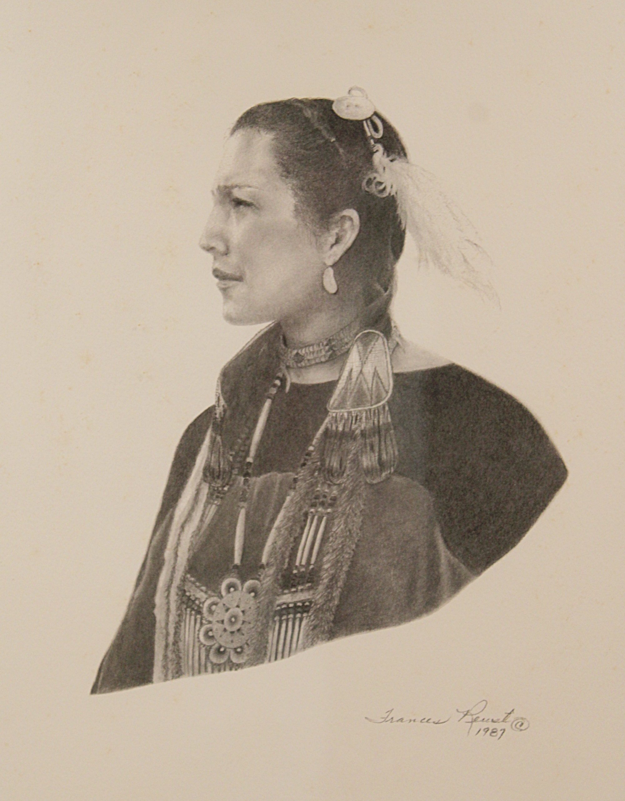 Framed Limited Edition Print Native American Woman by Frances Reust-Closeup-no-frame-Woman Only-2000 x 2566.JPG