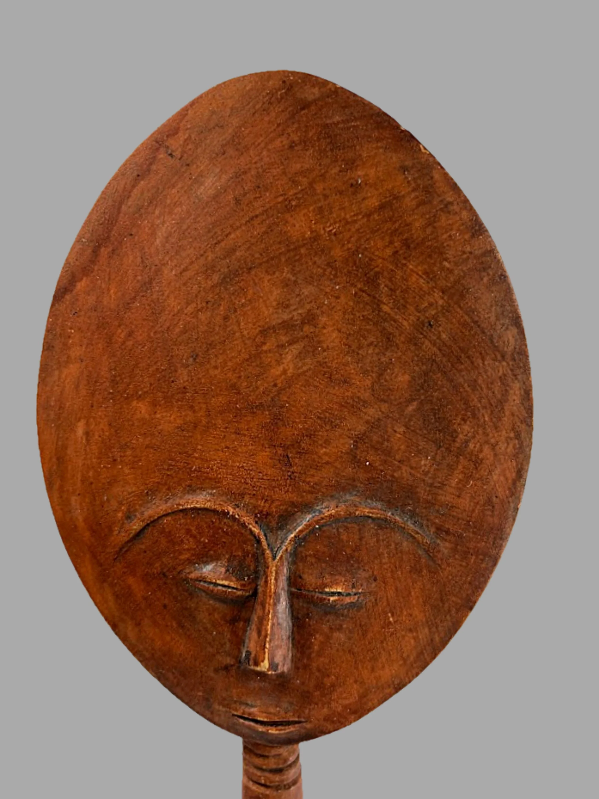Vintage African Fertility Sculpture - Carved Wooden Akuaba Fante People - Ghana - face close up grey background-2697 x 3595.jpg