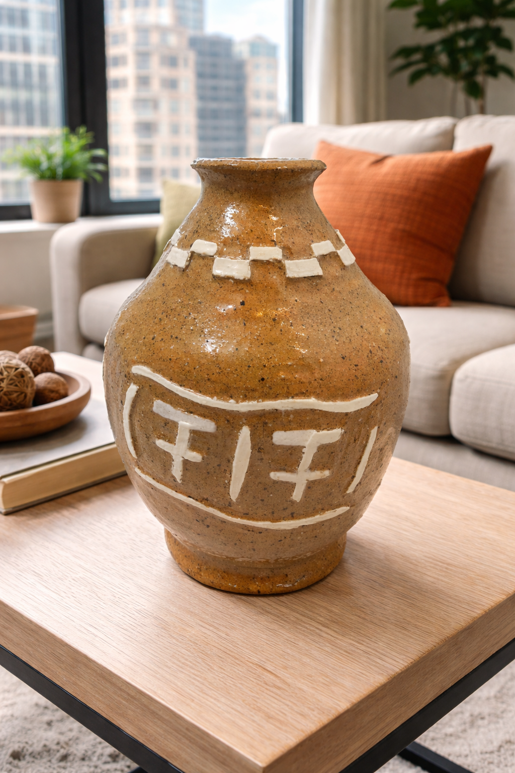 Rough_Tan_Clay_Vase_white_slip_symbols_FI_FI_-on-table-city-apartment-1024 x 1536.png