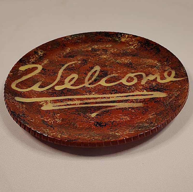 5692-Vintage Gris Pottery Redware Plate-Flat View-800 x 796.jpg