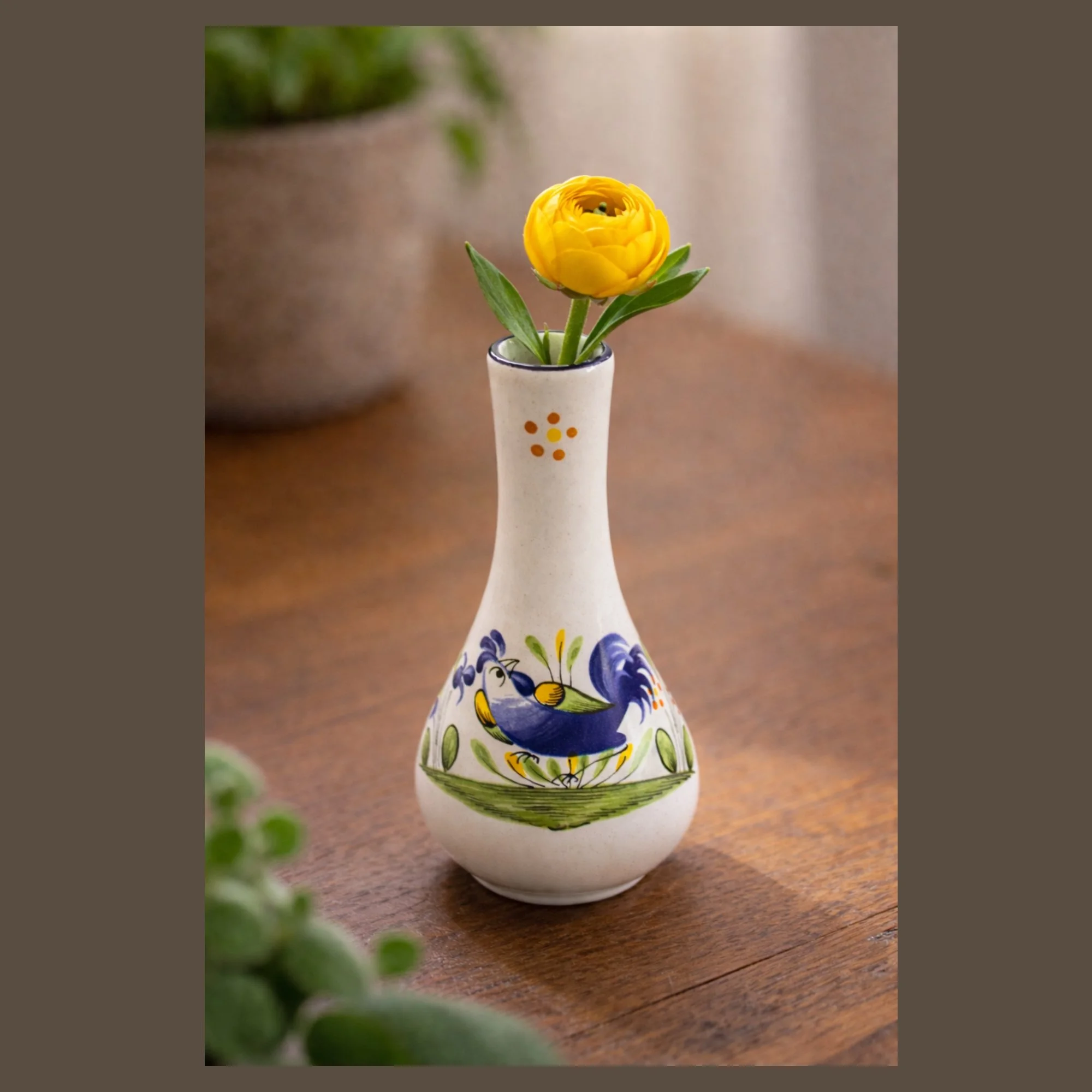 luneville-french-faience-vase-Front-View-on Table-Yellow-Bud-Flower-Primpingyourhome-2000 x 2000.jpg
