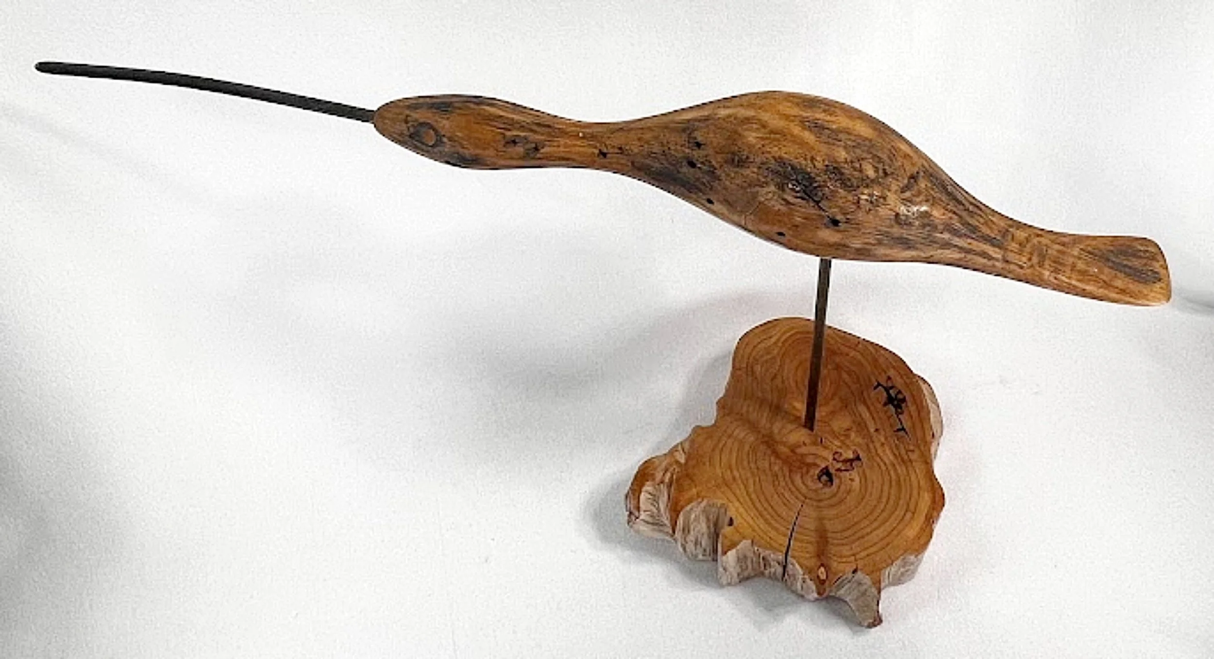 Vintage Dowitcher on Stand Hand Carved by ALEX BUDERER-full view beak left-2685 x 1458.jpg