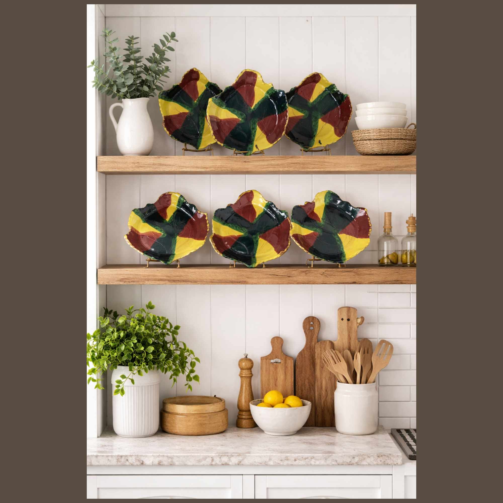 Six Leaf Plates by Mangum Pottery