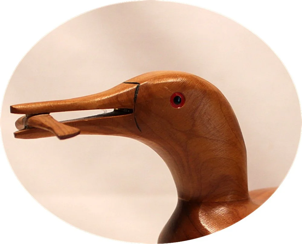 BILL COLEMAN Carved Wooden Loon Decoy with Fish0Cropped-Round-Face-1000 x 809.JPG