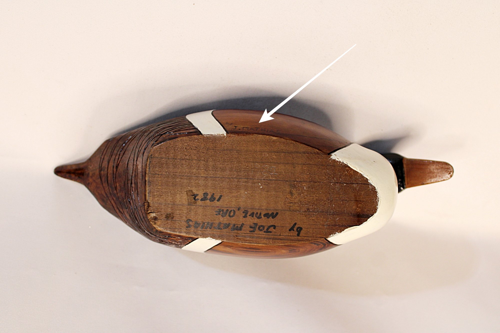 Oregon Pintail Drake Decoy-Joe-Mathias-Bottom-Full-Bottom-Signed Arrow-Name-2000 x 1333.JPG