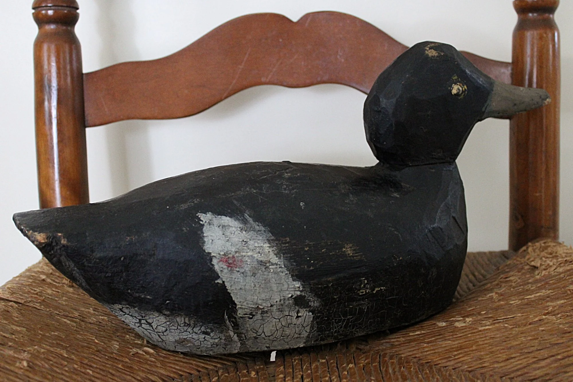 Vintage WOODEN DECOY Hand Carved White-Winged Scoter-Facing-Right-on-Chair-A-2000 x 1335.JPG
