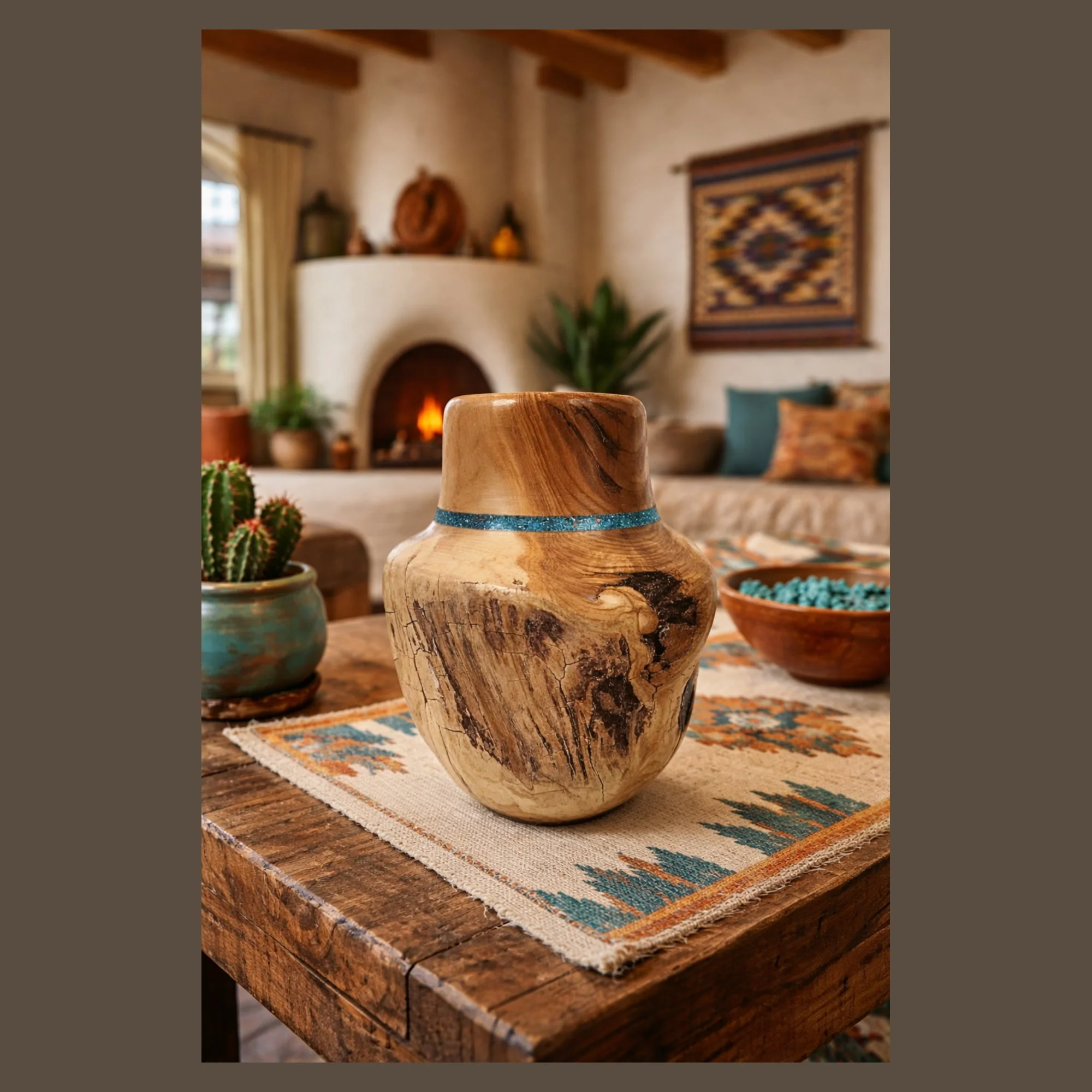 Spinning Aspen Studios Southwest Wooden Vase