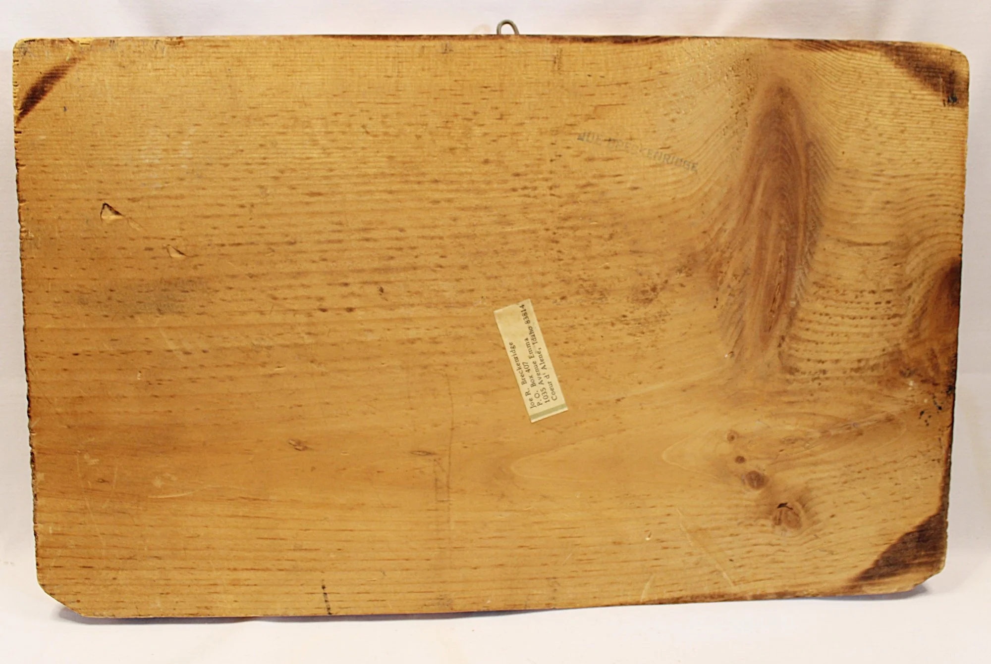 Original Joe R Breckenridge Painting on Wood Plank 1960s Lost Pack Horse-full board-back-2000 x 1342.JPG