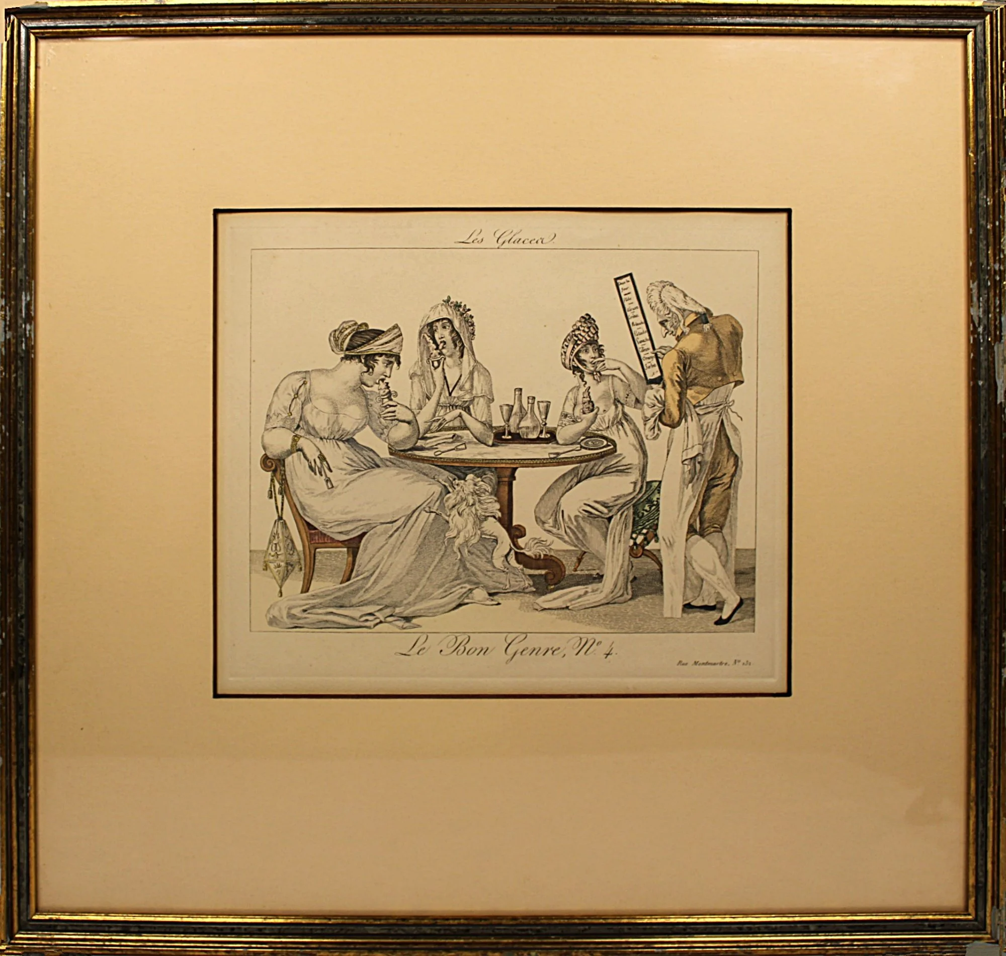 LE BON GENRE Four 1800s French Etchings Hand Colored Framed Cuisine Themed-Full-Front Pic-4-2000 x 1900.JPG
