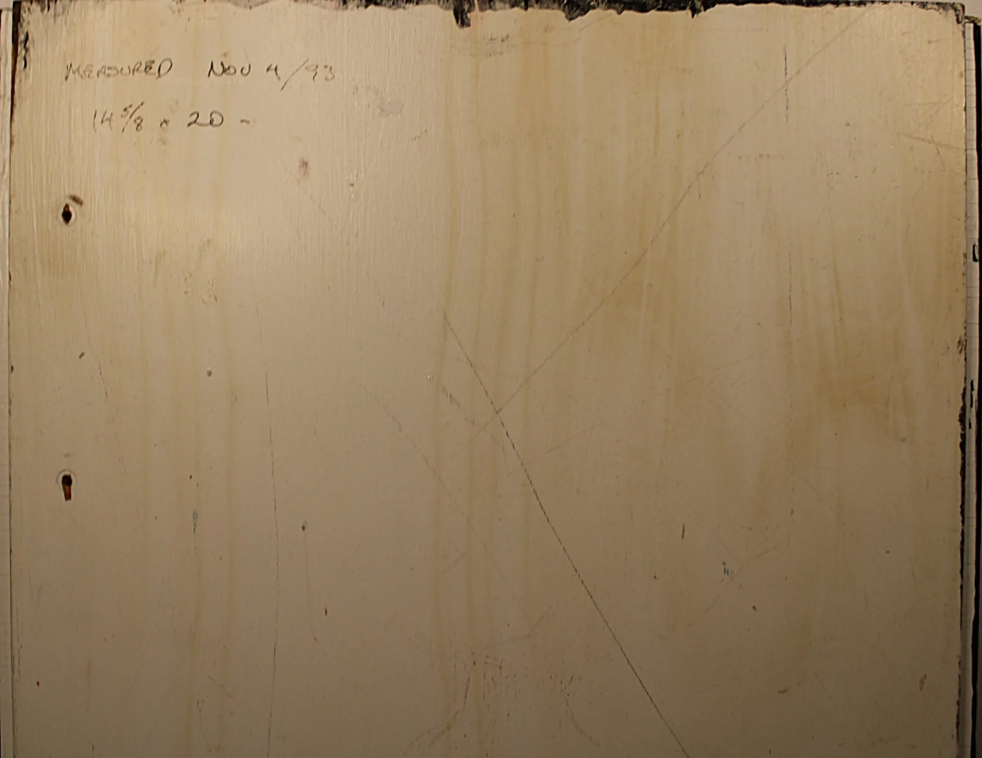 5684-Vintage FOLK ART Oil Painting on Wood Panel -showing part of back-2000 x 1544.JPG