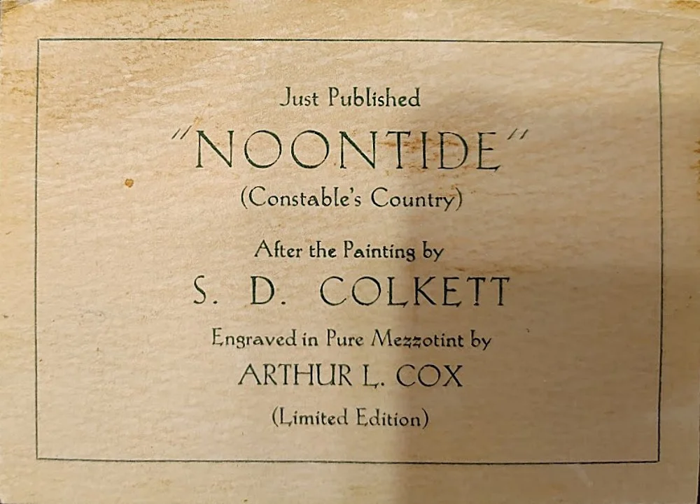 Vintage Mezzotint Noontide, Constables Country Signed and Framed British Art-Sticker About on Back-1000 x 721.jpg