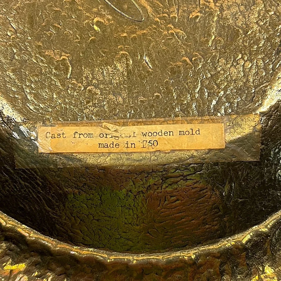 Vintage ITALIAN BRASS PLATE Hand Hammered Signed 11.5 Inch Diameter-back closeup info-929 x 929.jpg
